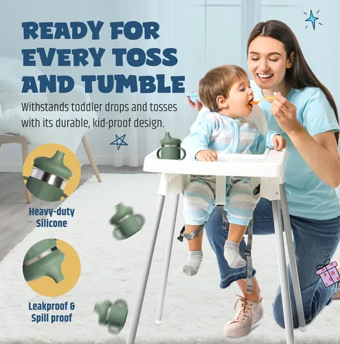 Miniatura 6 de Jumble Dream Vaso de acero inoxidable para niños de 1 a 3 años de edad, vaso de entrenamiento de silicona para niños con pajilla, vaso para niños