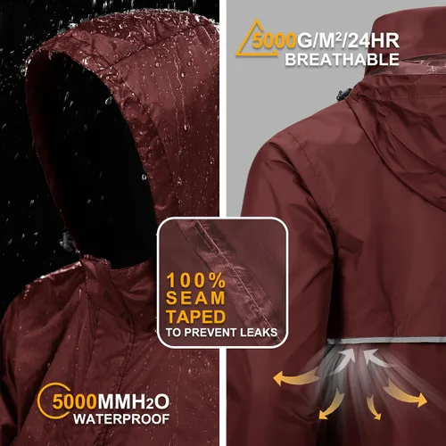 Miniatura 65 de Outdoor Ventures Chaqueta de lluvia para hombre, impermeable, ligera, plegable, para senderismo, golf, correr