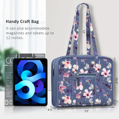 Miniatura 6 de FINPAC Bolsa de almacenamiento de suministros de costura y manualidades, bolsa organizadora de viaje de gran capacidad con bolsillos transparentes