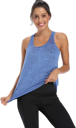 Miniatura 2 de Aeuui - Camisa de malla sin mangas y con espalda cruzada para mujer para entrenar o hacer yoga ropa de gimnasio