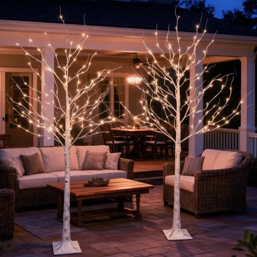 Miniatura 9 de Tybeeu Árbol de abedul iluminado de 3 pies con 64 luces LED blancas cálidas para decoración de vacaciones, diseño realista, certificado UL