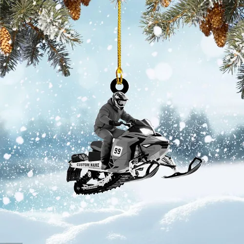 Miniatura 6 de Zapatos de motos de nieve personalizados personalizados adorno de Navidad de acrílico para amantes de motos de nieve (SM 1)