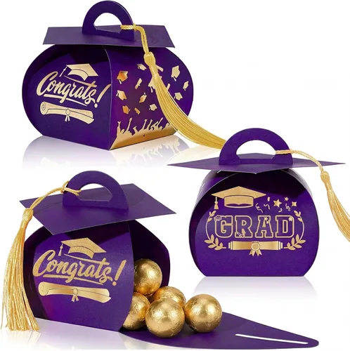 Miniatura 11 de Spakon 30 cajas de regalo con tapa de graduación, regalos de fiesta de graduación, cajas de dulces con borlas, centros de mesa de decoración