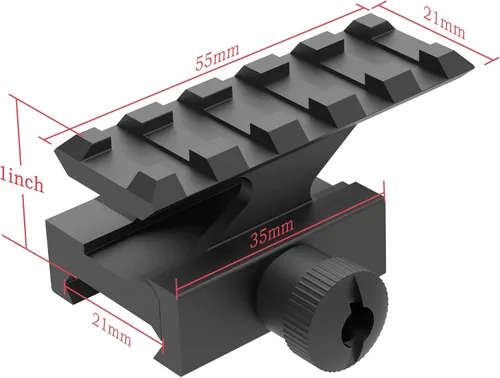 Miniatura 3 de TPO Soporte de riel Picatinny transparente de 1"/0.83"/0.5" con 5 ranuras para puntos rojos, visores, óptica, linterna