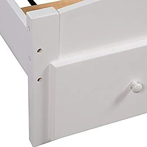 Miniatura 5 de Merax Base de cama individual con cajón de almacenamiento y soporte de listones de madera, sin somier, color blanco