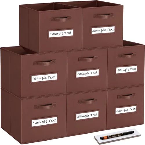 Miniatura 13 de Cubos de almacenamiento de tela (juego de 8) cubos de almacenamiento de 11 pulgadas, cubos de almacenamiento con 8 etiquetas, tarjetas de ventana