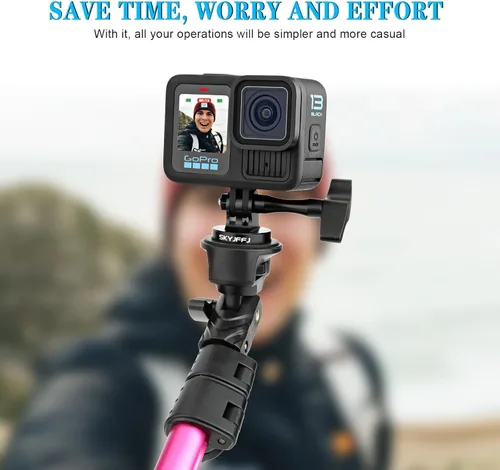 Miniatura 7 de Adaptador de trípode-perno de aluminio compatible Cámara de acción Gopro Hero 13 12 11 10 9 8 DJI Osmo Insta360 AKASO y otras cámaras de acción