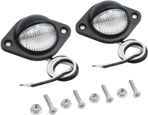 Miniatura 7 de Justech 2 luces LED para placa de matrícula de 3 luces impermeables, resistentes a los golpes, 12 V 24 V para camiones, SUV, remolques, caravanas