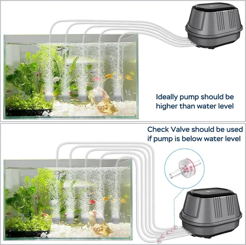 Miniatura 5 de AquaMiracle Aquarium Air Pump 3W/6W/10W, Super Quiet Powerful Fish Tank Air Pump with Double-Layer Sound Insulation, Adjustable Pond Aerator Pump