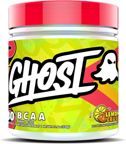GHOST BCAA Polvo de Aminoácidos, Sabor Limón Triturado - 30 Porciones - Polvo de Aminoácidos Intra, Post y Pre Entrenamiento y Bebida de