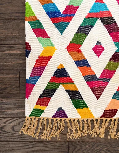 Miniatura 9 de Unique Loom Chindi Trellis Collection - Alfombra geométrica, suroeste, diamantes, colores brillantes