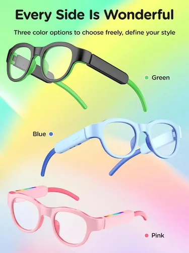 Miniatura 5 de Gafas de luz azul para niños con audio Bluetooth, gafas inteligentes, luz RGB de 7 colores, regalos de gafas inteligentes para niños