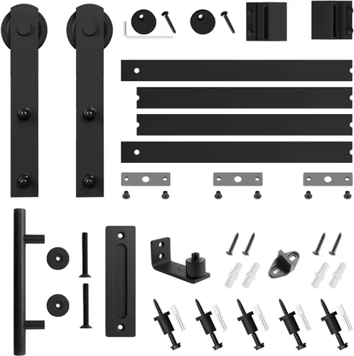 Miniatura 2 de SMARTSTANDARD Kit de herrajes para puerta corrediza de granero resistente de 5.5 pies, color negro