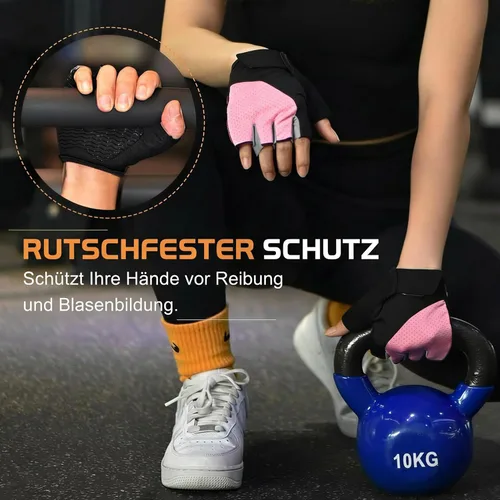 Miniatura 5 de sunnex Guantes de entrenamiento para mujer – Guantes de levantamiento de pesas transpirables con acolchado de silicona antideslizante, guantes