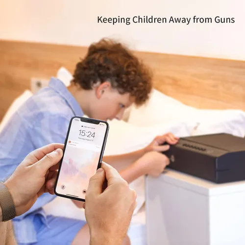 Miniatura 4 de PINEWORLD Caja fuerte para pistola, funda de pistola, caja de pistola biométrica segura para coche, cajas fuertes de pistola con huella dactilar