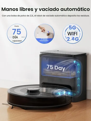 Miniatura 2 de Lefant LiDAR Robot Aspirador y Trapeador Combo, 75 días de autovaciado, 6000Pa potente Scution, mapeo de varios pisos, zonas prohibidas, 140 minutos