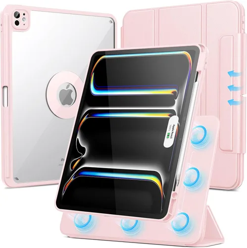 Miniatura 17 de SPARIN Funda para iPad mini 7 A17 Pro 2024/iPad Mini 6 2021 de 8.3 pulgadas, cubierta magnética desmontable, soporte vertical/horizontal con soporte