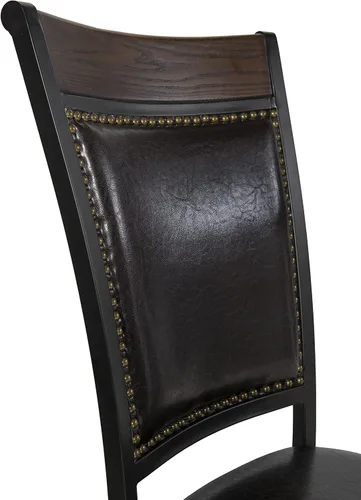 Miniatura 12 de Powell Furniture Franklin - Juego de 2 sillas de comedor de metal y piel sintética con clavos acentuados en madera, color marrón oscuro