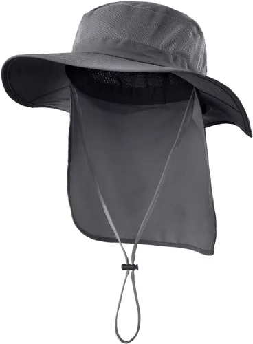 Miniatura 11 de Home Prefer Sombrero de sol UPF50+ de malla para exteriores, de ala ancha, con solapa para el cuello, sombrero de pesca para hombres y mujeres Verde