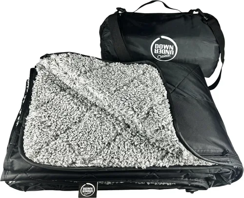 Miniatura 10 de DOWN UNDER OUTDOORS Manta grande impermeable y resistente al viento, extra gruesa de 350 GSM, forro polar acolchado, o manta de estadio de sherpa