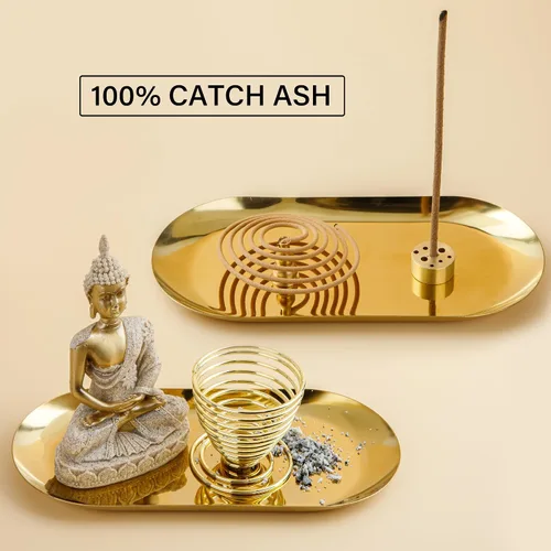 Miniatura 6 de ZenBless Soporte de incienso 6 en 1 – Palo Santo, estatua de Buda, salvia y quemador de incienso para palos/bobinas/conos, recogedor de cenizas Buda