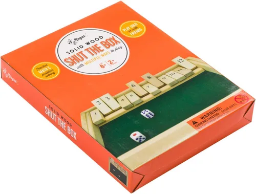 Miniatura 7 de Regal Games - Juego de mesa «Shut the box», juego matemático divertido con tablero de madera para adultos y niños - Juego de dados de 12 casillas