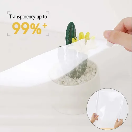 Papel de contacto transparente de 17.7 x 197 pulgadas, película protectora adhesiva brillante, forro transparente para estantes, película protectora