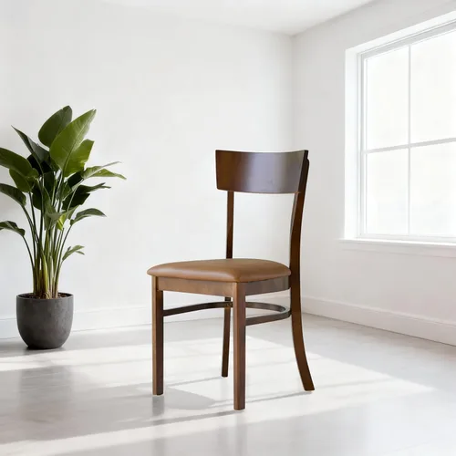 Miniatura 6 de Livinia Mint - Juego de 2 sillas de comedor, asiento tapizado de piel sintética de roble malasio sólido, sillas laterales rectas (nogal)