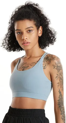 Miniatura 2 de RUNNING GIRL - Brasier deportivo con tirantes delgados para mujer brasier de yoga con soporte medio copas extraíbles y espalda cruzada