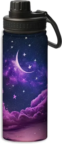 Miniatura 10 de OOZ Calavera y flores patrón 18 oz deportes aislados botellas de agua de acero inoxidable para correr, senderismo, ciclismo, escalada, negro Negro 8