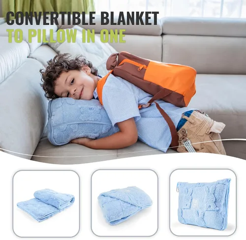 Miniatura 3 de BOACAY Manta de viaje para niños pequeños para avión, automóvil, manta suave para niños para guardería, almohada para niñas, niños con clip