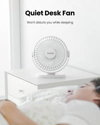 Miniatura 4 de Gaiatop - Ventilador de escritorio USB, pequeño de 5.5 pulgadas, silencioso y potente de 3 velocidades, rotación de 90°, mini ventilador de mesa