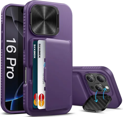 Miniatura 9 de Funda para iPhone 16e tipo cartera, soporte integrado, tarjetero y cubierta para lente de cámara, protección de cuerpo completo, resistente, Negro