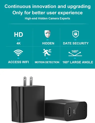 Miniatura 2 de TOQI 4K Cámaras inalámbricas Mini pequeña toma de pared de seguridad WiFi cámara interior para seguridad del hogar 【Actualizado】 (CAM) no soporta 5G