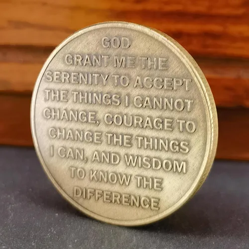 Miniatura 4 de Phoenix Rising Lucky Coin Serenity Prayer Sobriety Coin Regalos sobrios para hombres o mujeres, Medallón AA de recuperación de adicciones