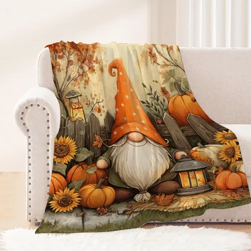 Miniatura 9 de Manta decorativa de otoño pequeña para niños, manta naranja de Acción de Gracias, calabaza de otoño para niñas y niños, ligera, mullida, suave