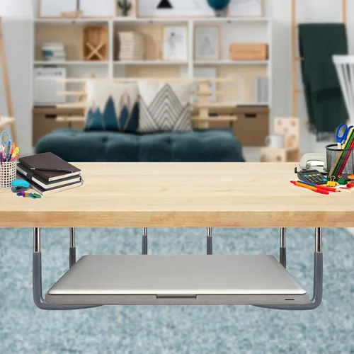 Miniatura 4 de TidyFriend - Soporte de goma para laptop debajo del escritorio, 3 estantes en 1 juegos, soporte para laptop debajo del escritorio, organizador