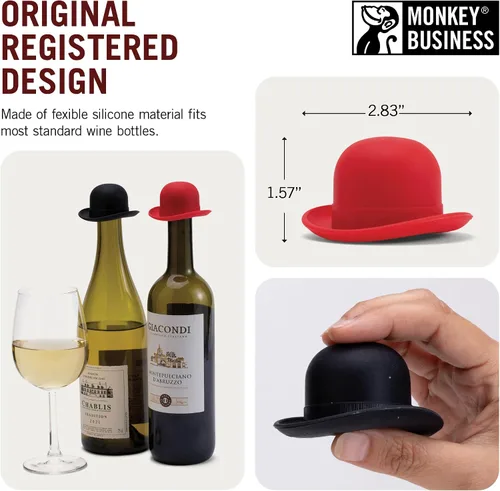 Miniatura 4 de Tapón de vino de silicona Monkey Business Sella la botella y mantiene el vino fresco/Lindos accesorios para vino/Gadgets de cocina/Tapón