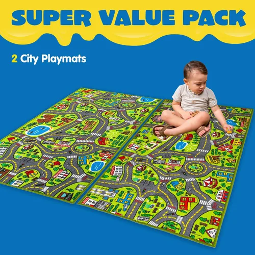 Miniatura 2 de JOYIN Alfombras de juego para niños, alfombra de vida urbana, alfombra duradera para juegos de simulación de ciudad, alfombra para niños pequeños