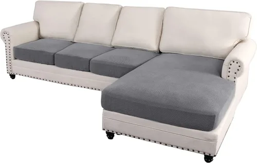 Miniatura 15 de ADPON Fundas de sofá modular, funda de cojín para sofá o sillón en forma de L, funda separada para sofá seccional izquierdo o derecho (1 diván, gris)