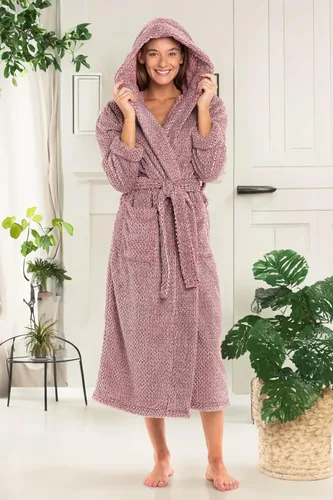 Miniatura 5 de Alexander Del Rossa Bata mullida y esponjosa para mujer, batas largas con capucha para mujer, talla grande