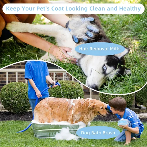 Miniatura 5 de Wisedog Kit de aseo para perros, 7 piezas, cortaúñas para gatos con lima de uñas, peine desengrasante para perros, peine de pulgas, cepillo de baño