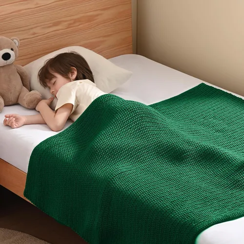 Miniatura 34 de Guohaoi Almohadilla de regazo con peso de punto (beige 20 x 30 pulgadas, 2 libras) sin cuentas, manta con peso refrescante para niños para siesta