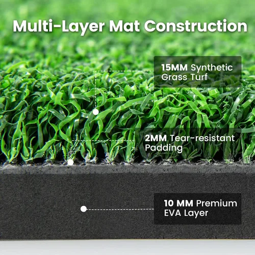 Miniatura 2 de Tangkula Tapete de golf para golpe, tapete de césped artificial para práctica de golf interior/exterior, incluye 2 camisetas de goma y 2 palos