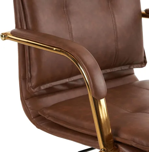 Miniatura 5 de Silla de escritorio de oficina sin brazos, silla de trabajo de piel sintética con ruedas giratorias de 360 grados, altura ajustable, función