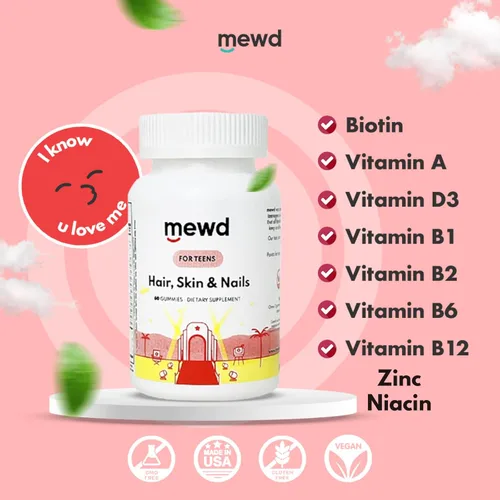 Miniatura 3 de MEWD Gomitas multivitamínicas para el cabello, la piel y las uñas para adolescentes y niños, fuerza y crecimiento de biotina con zinc, vitaminas A