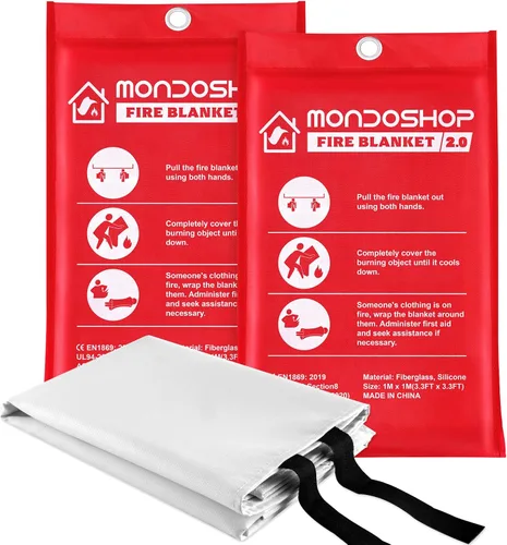 Miniatura 21 de Mondoshop Manta Ignífuga de Silicona para el Hogar - 40"x40" Mantas de Emergencia contra Incendios para Cocina, Mantas Ignífugas para Automóvil