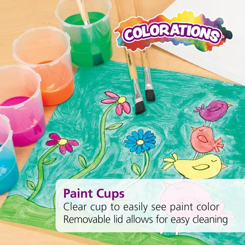 Miniatura 2 de Colorations Vasos de pintura de témpera con tapa blanca antiderrames, para niños, paquete de clase, suministro de pintura (paquete de 10)