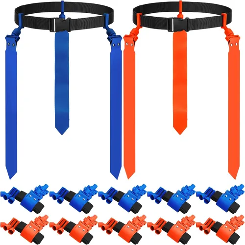 Miniatura 25 de Hungdao Cinturones y banderas de fútbol para 10/12 jugadores, cinturones de fútbol ajustables para niños, adolescentes, adultos, entrenamiento