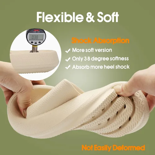 Miniatura 3 de EQUICK Pantuflas de almohada Cloud Slides para mujeres y hombres, pantuflas de ducha y de baño, ultrasuaves, suela gruesa acolchada